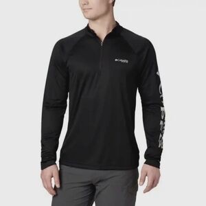 COLUMBIA  Black Terminal Tackle 1/4 Zip Pullover Jacket with Cool Grey Logo